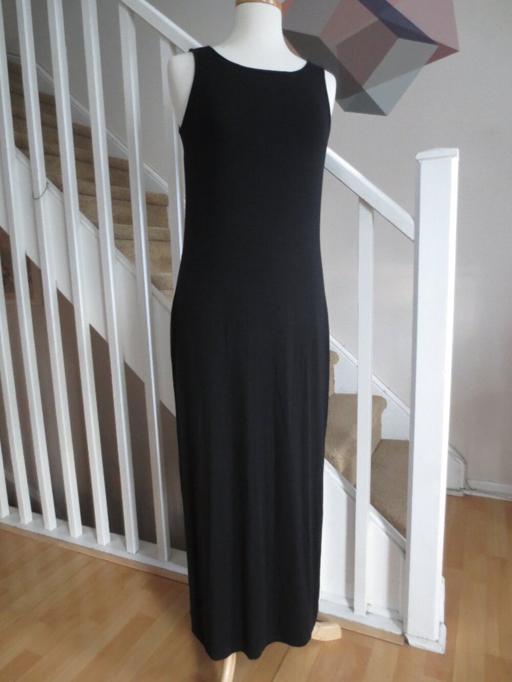 Vintage Black Long Jersey Bodycon Sleeveless Maxi Dress